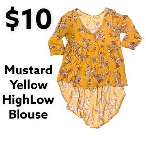 Mustard yellow high low blouse